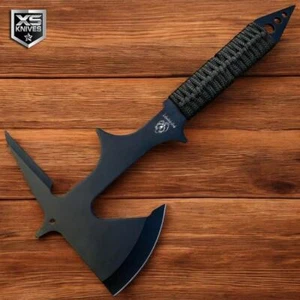 15" FULL TANG Black Survival TOMAHAWK Hatchet Spike Head HUNTING AXE w/ SHEATH - Picture 1 of 4