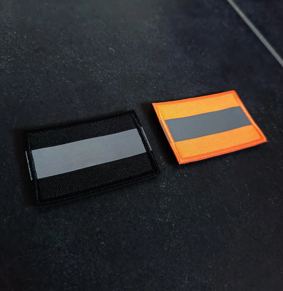 Reflektor schwarz/orange | Patch Klett Flausch | Aufnäher Fahrrad Sicherheit  - Bild 1 von 1