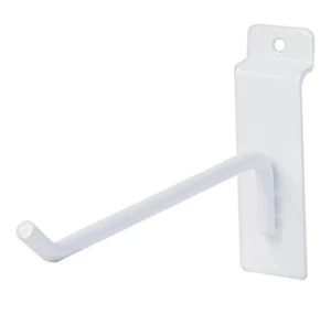 25 White 6" Slatwall Metal Peg Hooks Slat Wall Display 6mm Diameter Tubing - Picture 1 of 4