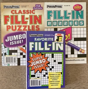 Lot of 3 Dell Penny Press Fill-In Puzzle Books Classic Favorite P20 - Bild 1 von 1