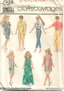 Vintage 1986 Sewing Pattern - 5 Outfits for Barbie & 2 for Ken Simplicity 7928 - Picture 1 of 4