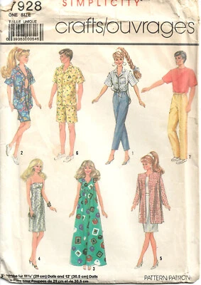 Vintage 1986 Sewing Pattern - 5 Outfits for Barbie & 2 for Ken Simplicity 7928 - Image 1 of 4