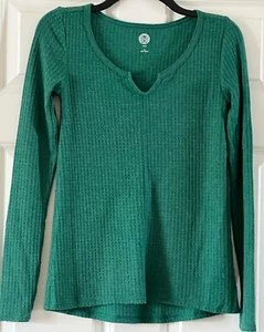 So (Kohl's Brand) Kelly Green Tunic, Waffled Fabric, Back Seam, V-Neck, Sz. XS - Picture 1 of 8