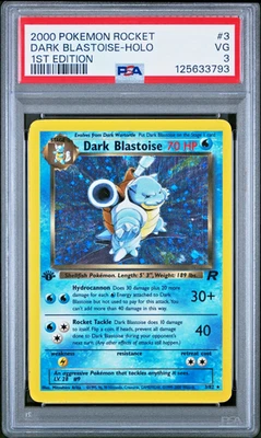 SWIRL PSA 3 1ST EDITION 2000 Team Rocket Dark Blastoise 3/82 Holo Foil Pokemon - Image 1 of 3