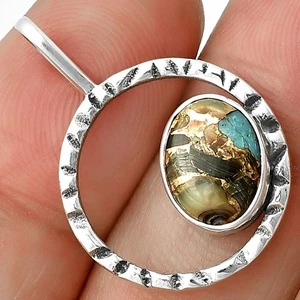 Colgante de plata de ley 925 turquesa azul natural concha P-1067 - Imagen 1 de 5