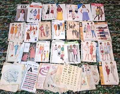 Lot Of 22 Women's Sewing Patterns 60s-80s Maternity Dresses PJs Transfers States - Image 1 of 4
