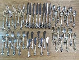 Wallace Grande Baroque Sterling Silver Flatware 5pc setting for 8 No Monogram 48 - Picture 1 of 8