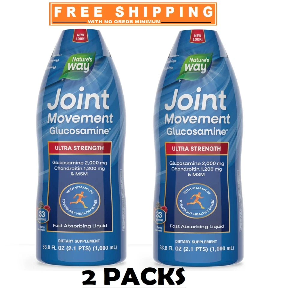 Paquete de 2 -Nature's Way Movimiento Articular Glucosamina Líquido Extra Fuerte 33.8 fl. oz. Foto 1 de 4