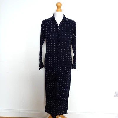 Anthropologie Damsel + The Odells XS UK 6 8 Cotton Caftan Maxi Dress Navy White - Image 1 of 4