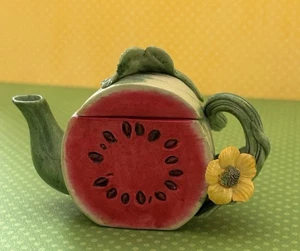 ADORABLE Ceramic Watermelon Miniature Teapot, Unbranded - Picture 1 of 8