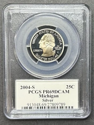 2004-S Silver Proof Michigan Quarter PCGS PR-69 DCAM, Buy 3 Items, Get $5 Off!!! - Image 1 of 2