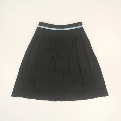 Garnet Hill Eyelet Midi Skirt Women's Size 4 Blue 100% Cotton Made USA - Image 1 of 4