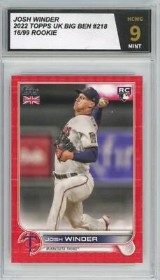 2022 Topps UK Big Red #218 Josh Winder 16/99 Rookie RC Graded HCWG 9 - Image 1 of 2