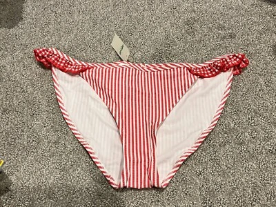 Aerie Size Small Red Seersucker Ruffle Bikini Bottom NWT - Image 1 of 4