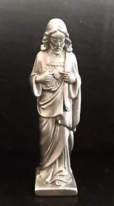 Pewter JESUS Sacred Heart Prayer DETAILED Figurine Statue 3-1/4” T - Picture 1 of 4