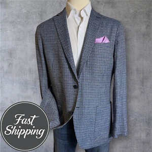 NORDSTROM Trim fit Mens Blazer 44L WOOL Blue Sport Coat 2-Button Jacket Suits - Picture 1 of 15