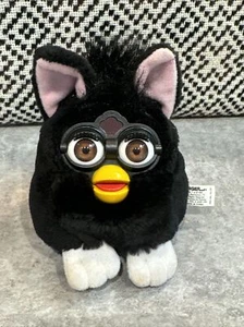 1999 Tiger Furby Buddies - Black Soft Plush Beanie Toy Teddy 4" - Picture 1 of 7