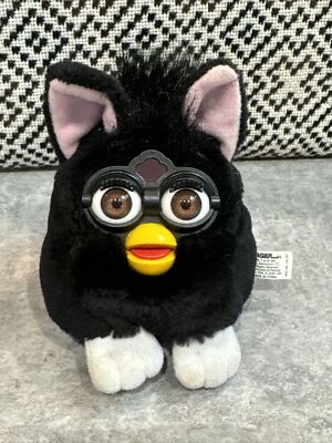 1999 Tiger Furby Buddies - Black Soft Plush Beanie Toy Teddy 4" - Image 1 of 4