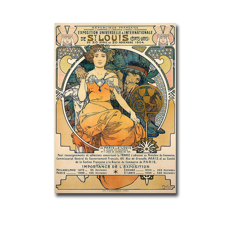 Feira Mundial de St. Louis por Mucha Gallery - Arte giclée em tela envoltória (28 pol x 20 pol) - Imagem 1 de 1