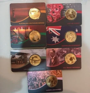 2013, 2013, 2014, 2015, 2019, 2019 One Dollar on card x 7 - Picture 1 of 2