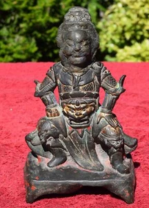 Chinese Ming Dynasty Bronze Figure of Zhenwu Xuanwu Trace Gold and Red Lacquer - Picture 1 of 12