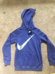 NWT Nike Girls Metallic Silver Logo Hoodie Purple Sz: XS, S, & M (806307 508) - Picture 1 of 3