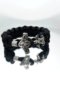 Paracord Armband Wikinger Thor's Hammer Armreif Viking Handgefertigt Schwarz - Bild 1 von 4
