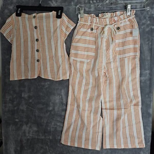 Jessica Simpson Girls' 2 pcs. Set Coral Reef/Buttercream Stripe Size 7 NWT - Picture 1 of 8