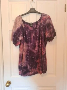 Shannon Ford New York Purple Sequin Mix Top - Size 1X  - Picture 1 of 4