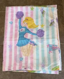 Vintage 1996 Barbie Full Size Flat Bed Sheet Cheerleader - Picture 1 of 5
