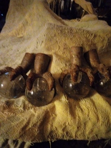 Lot Of 4 Antique brass Oversized Glass Ball And Claw Feet Cover