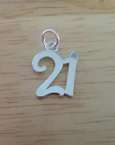 Sterling Silver 15x11mm Whimsical Number 21 21st Birthday Charm! - Picture 1 of 3