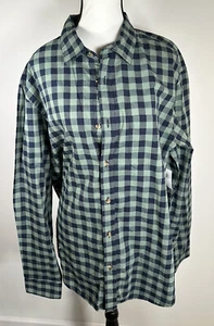 Neu mit Etikett Old Navy Herren XL marineblau/grün Gingham Alltagshemd normale Passform integrierte Flex - Bild 1 von 8