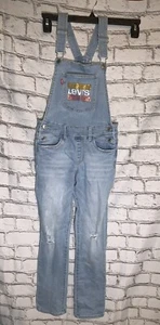 Levi’s Girlfriend Overalls Sequin Bling Size Big Girl 10 Reg Light Wash Denim - Picture 1 of 7