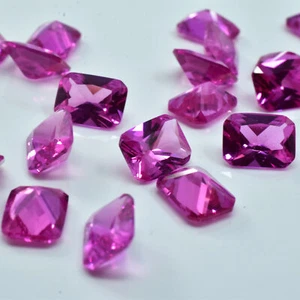 8x6 mm Natural Untreated 8 Pcs Emerald Prince Cut Gemstone Ruby Pink CERTIFIED - Picture 1 of 14