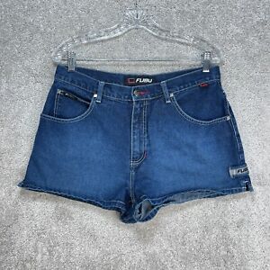 VINTAGE FUBU Shorts Womens 14 The Collection Hot Pants Blue Dark Wash Denim