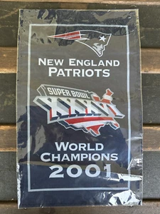 2001 NEW ENGLAND PATRIOTS Super Bowl XXXVI World Champions Banner TOM BRADY MVP - Picture 1 of 7