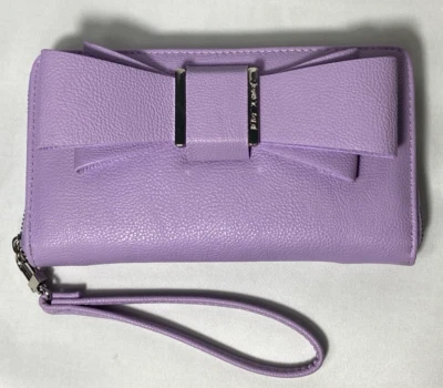 Cartera Betsey Johnson Lila Púrpura Lazo Cremallera con Muñequera Foto 1 de 4