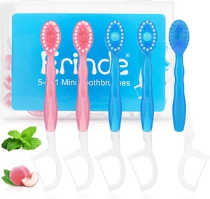 5 in 1 Mini Disposable Toothbrushes with Toothpaste + Tongue Scraper + Picks + F - Picture 1 of 12