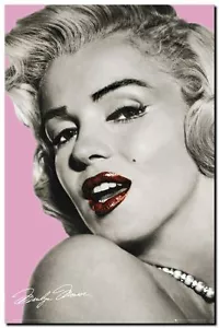 Marilyn Monroe QUALITY CANVAS PRINT Art Poster pink lips - 32x24" size - Picture 1 of 1