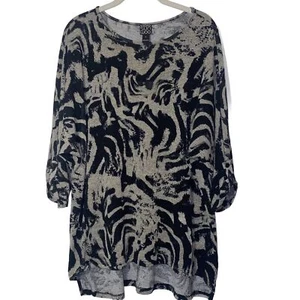 Top túnica tejido Clara Sun Woo talla grande negro y gris manga 3/4 - Imagen 1 de 6
