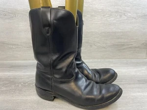 Biltrite Men's Cowboy Boots Vintage Black Leather Made In USA Sole 11 Military - Picture 1 of 13