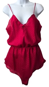 Vintage Avon Dessous Teddy Body M hoch geschnitten Shorts V-Ausschnitt Streifen rot 70er - Bild 1 von 17