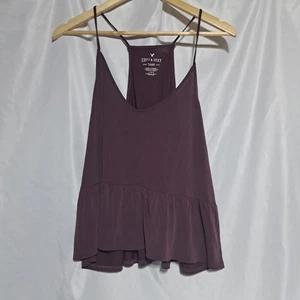 American Eagle Soft & Sexy Ruffle Racerback Womens Tank Purple Size Large - Picture 1 of 6