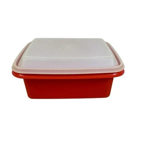 Vintage Tupperware Rectangular Container Orange 1254-3 with Lid - Picture 1 of 6