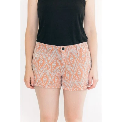 Cynthia Rowley Linen Blend Shorts Coral Print Casual Summer Size 8 - Image 1 of 4