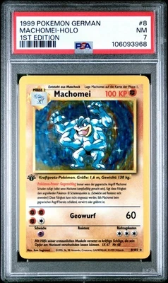 1999 Pokemon German Base Set Machomei Machamp 1st Edition Holo #8 PSA 7 NM - Image 1 of 2