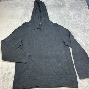 VTG Polo Ralph Lauren Hoodie Double Knit Men's L Gray Sweater Pullover Pony - Picture 1 of 8