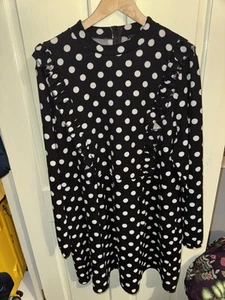 AX Paris Women's Curve Black Polka Dot Skater Dress Size 26 - Picture 1 of 3