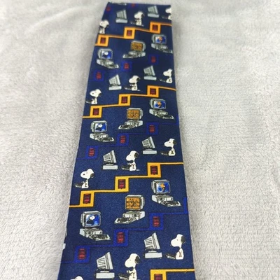 Corbata de cuello Snoopy Peanuts computador impresión por todas partes vintage años 90 hombres Foto 1 de 4